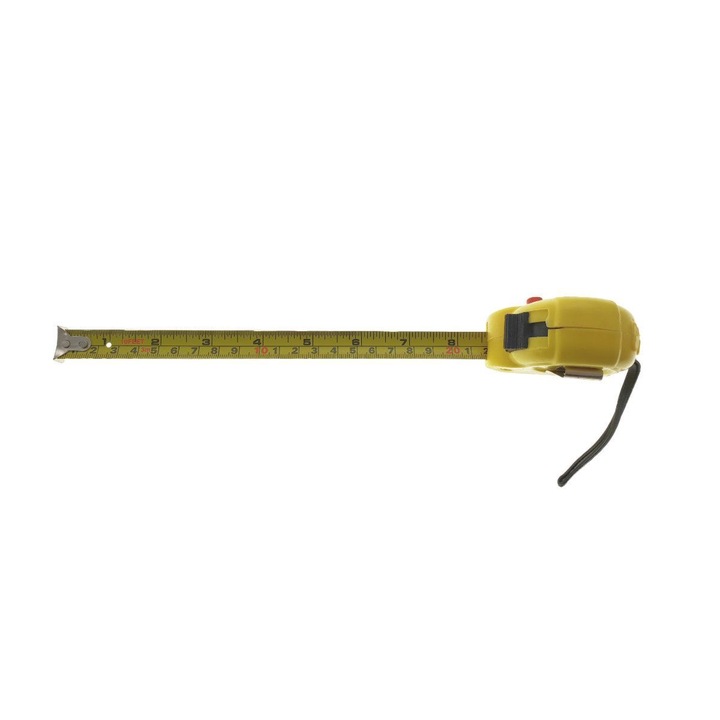 Ruleta metalica, 3m x 15mm, cu buton blocare, clema prindere, galbena 3 m