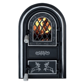 Usa semineu cu geam Cerbi ornamente argintii 555x345 mm Usa semineu cu geam Cerbi ornamente argintii 555x345 mm