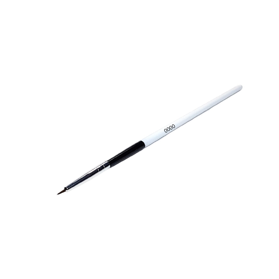 Pensula pentru unghii MoonbasaNails, Varf de ac, Alb/Negru, D009-0000