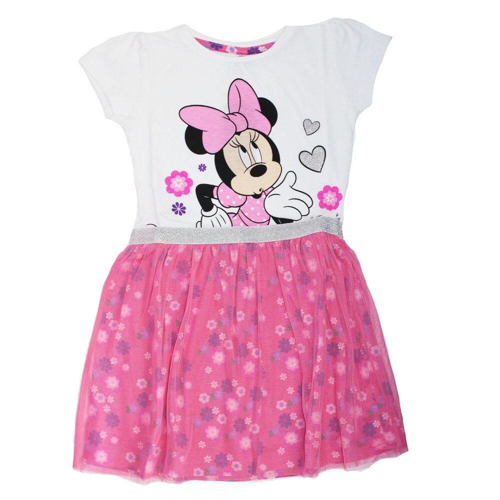 Rochie maneca scurta, alba cu floricele