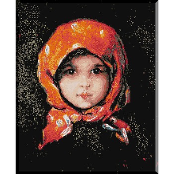 Goblen imprimat cu set ate - N.Grigorescu - Fata cu basma rosie ,KRIF, panza 10 ochiuri/cm 40 culori Goblen imprimat cu set ate - N.Grigorescu - Fata cu basma rosie ,KRIF, panza 10 ochiuri/cm 40 culori