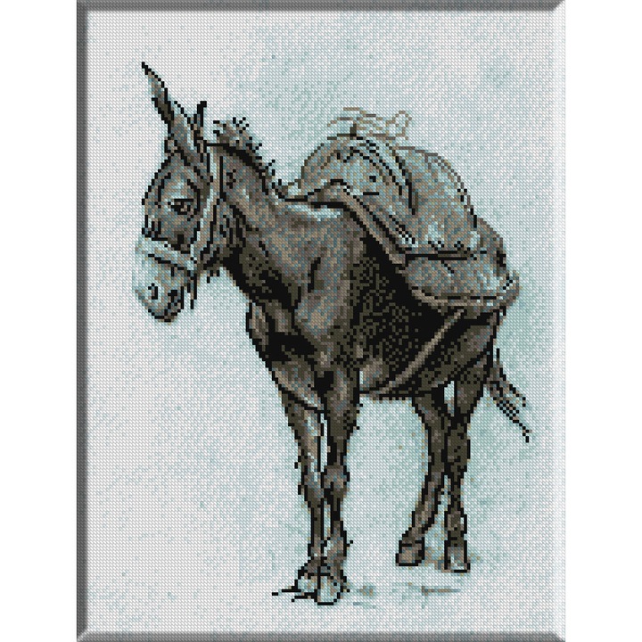 Goblen cu diagrama color si set ate - N.Grigorescu - Magarus, KRIF, panza 10 ochiuri/cm 40 culori