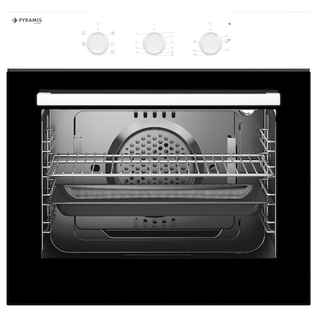 Pachet Pyramis Smart White, Cuptor incorporabil, Electric, Multifunctional, 61 l, Clasa A, Autocuratare cu aburi, Email alb + Plita incorporabila Pyramis, Gaz, 4 arzatoare, Aprindere electrica, Siguranta plita, 60 cm, Email alb