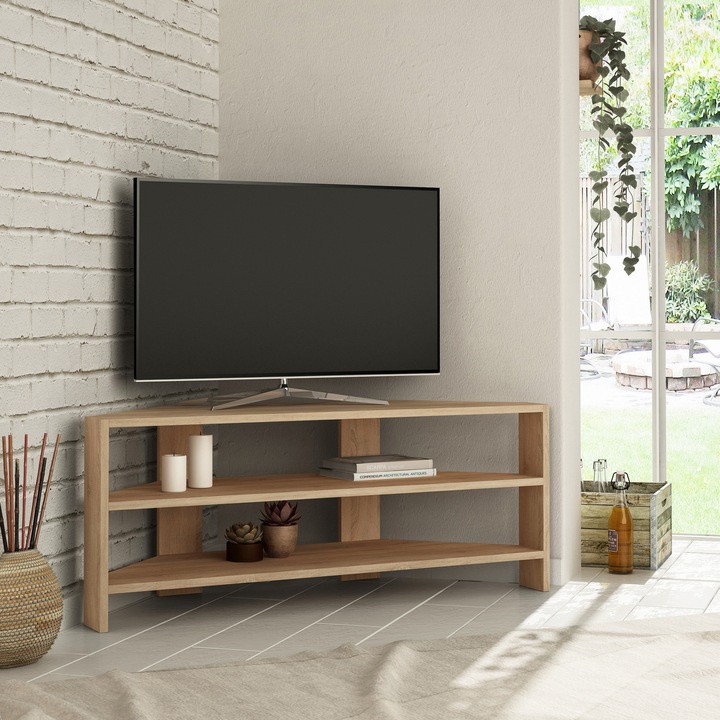 Comoda TV Homitis, 36x114x45 cm, pal melaminat, stejar