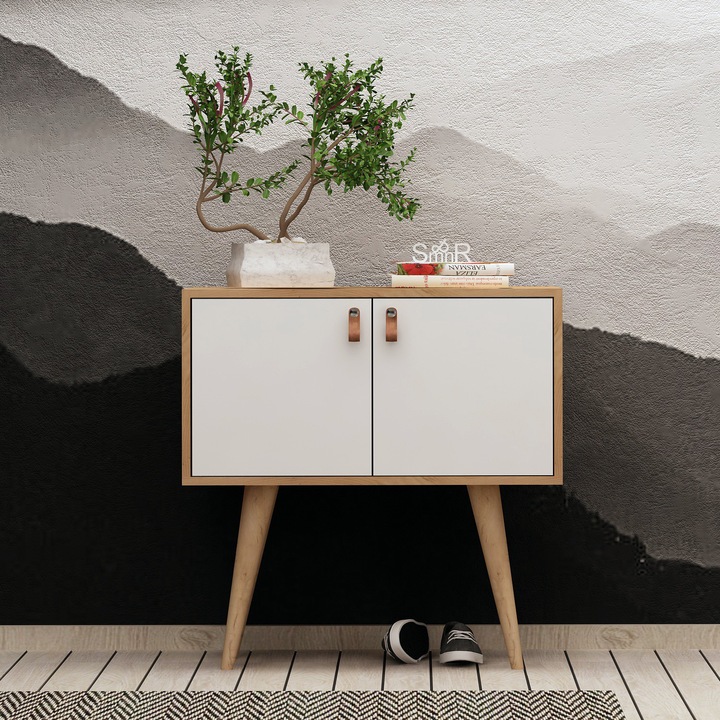 Comoda Mod Design, 80x40x80 cm, pal melaminat, stejar/alb