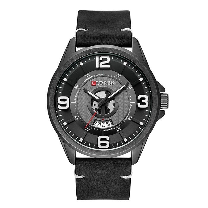 Ceas Barbatesc Quartz Curren Casual Elegant Negru, CP99478NU, curea din piele, afisaj analog