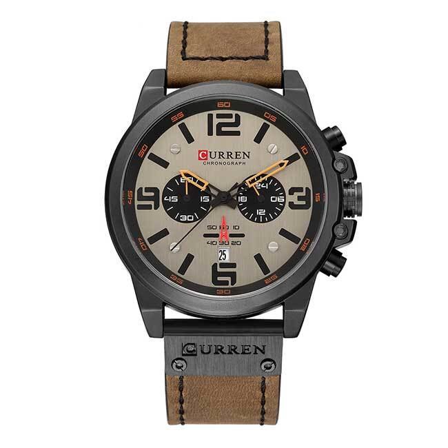 Ceas Barbatesc Quartz Curren Casual Elegant Bej, CP99496BJ, curea din piele, afisaj analog