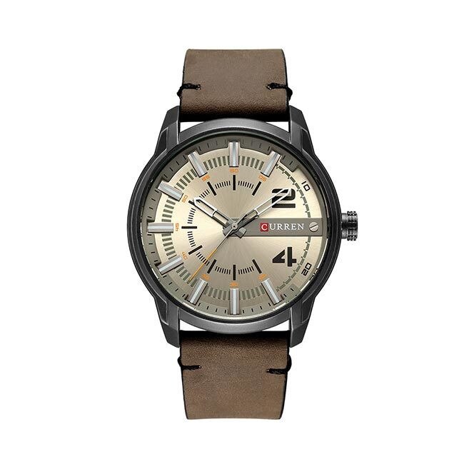 Ceas Barbatesc Quartz Curren Casual Elegant Bej, CP99499BJ, curea din piele, afisaj analog