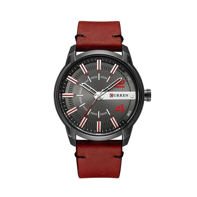 Ceas Barbatesc Quartz Curren Casual Elegant Rosu, CP99499RU, curea din piele, afisaj analog
