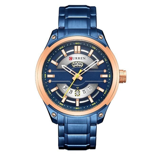 Ceas Barbatesc Quartz Curren Casual Elegant Albastru, CP99483AU, curea din metal (zale), afisaj analog