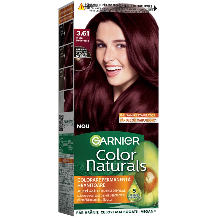 Vopsea de par permanenta cu amoniac Garnier Color Naturals, 3.61 Mura Delicioasa, 112 ml
