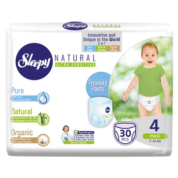 Scutece Chilotel Sleepy Natural Pants Ultra Sensitive Marime 4 Maxi , 7-14kg, 30 bucati Scutece Chilotel Sleepy Natural Pants Ultra Sensitive Marime 4 Maxi , 7-14kg, 30 bucati