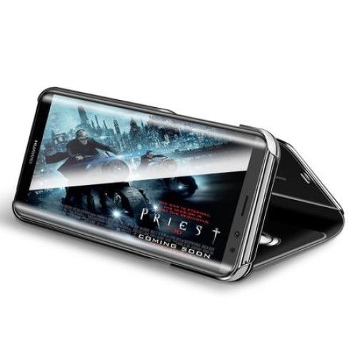 Husa Book Mirror Effect compatibil cu Samsung Galaxy S9 Plus Black, Acril