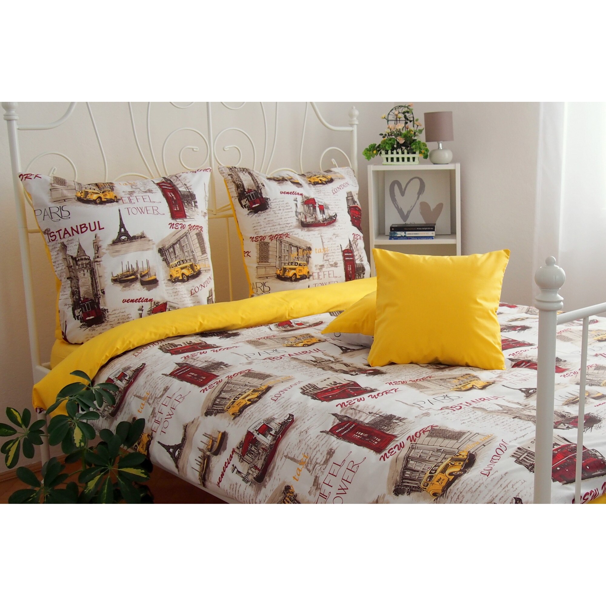 Lenjerie de pat, 4 piese, Partener Tex, Pat Matrimonial, din bumbac 100% Ranforce, Metropole