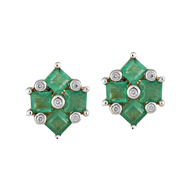 Cercei Deruvo Aur 18k Diamante, Smaralde E24828E-Y