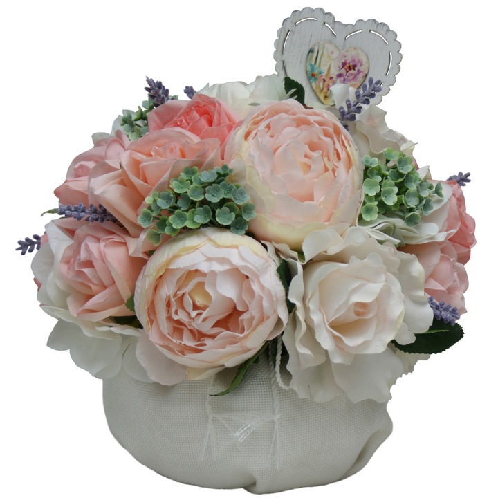 Aranjament cu flori artificiale BeatrixArt, Moment fermecator, 25x25x24 cm
