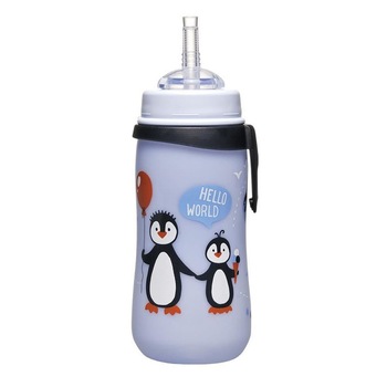 Cana Straw Cup Penguin Nip, 330 ml, 12 luni+, pai flexibil Cana Straw Cup Penguin Nip, 330 ml, 12 luni+, pai flexibil