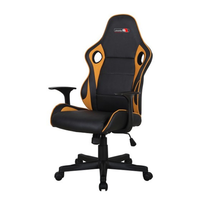 Scaun gaming SL Carrera, Piele ecologica, Manual, H 122 cm, Sarcina max 120 kg, Negru/Galben