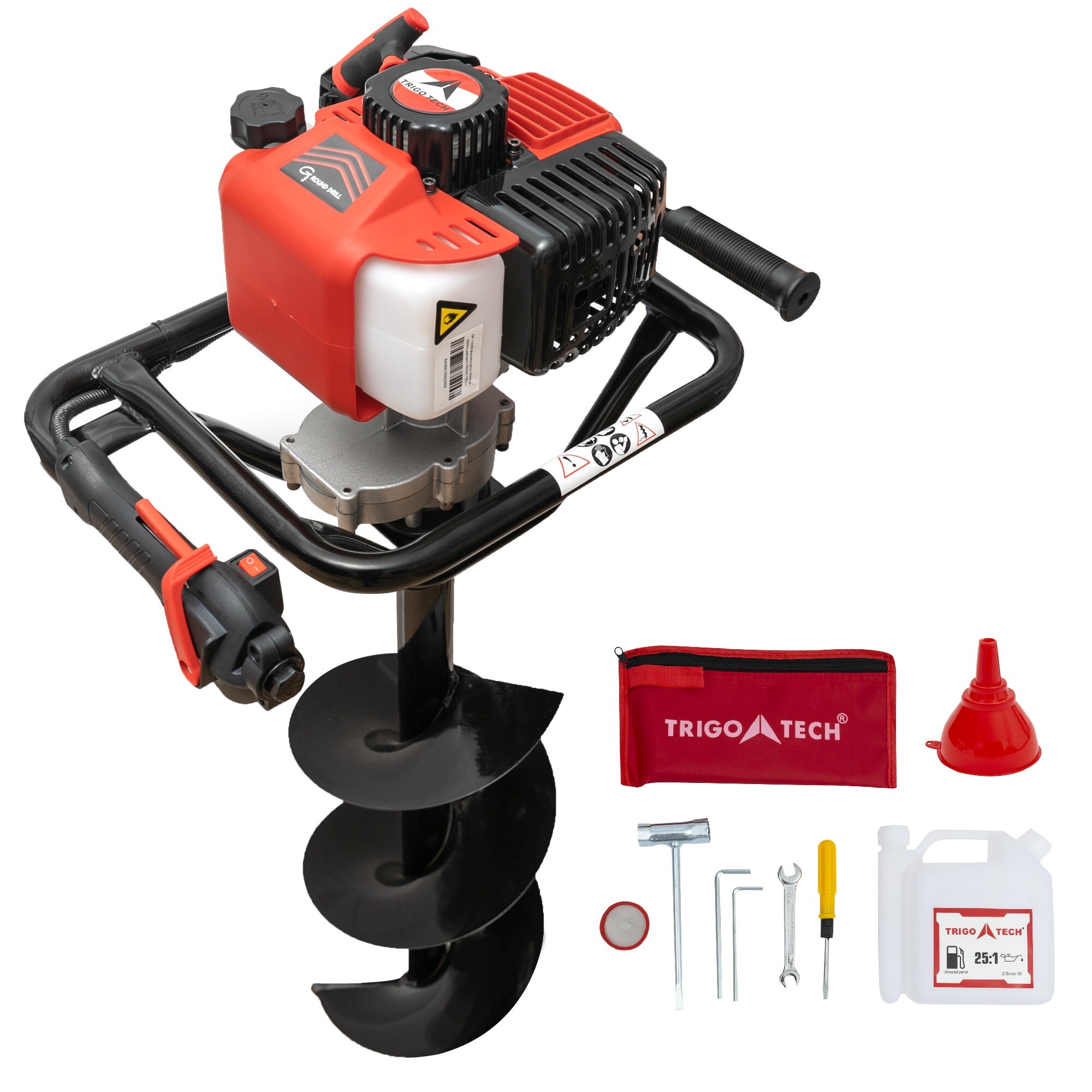 Set Motoburghiu TRIGO TECH, 2.5CP + Burghiu 300mm, Foreza pentru pamant