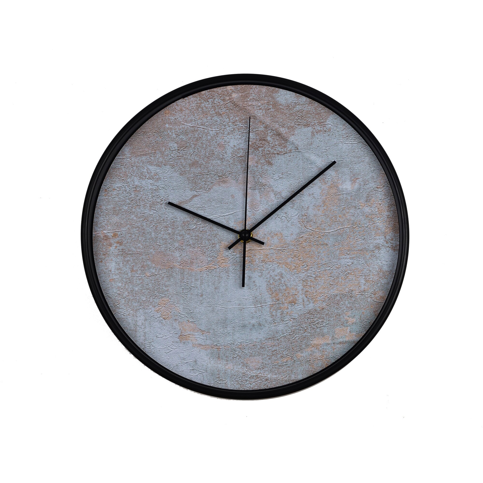 Ceas perete, produs DekoStore, pentru birou, living sau showroom, cu mecanism silentios, Wall decor, diametru 30 cm, rama neagra din plastic