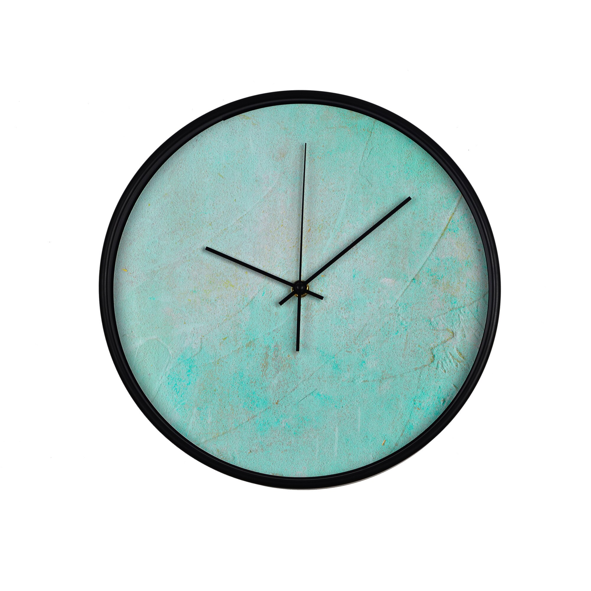 Ceas perete, produs DekoStore, pentru birou, living sau showroom, cu mecanism silentios, Perete... imperfect, diametru 30 cm, rama neagra din plastic