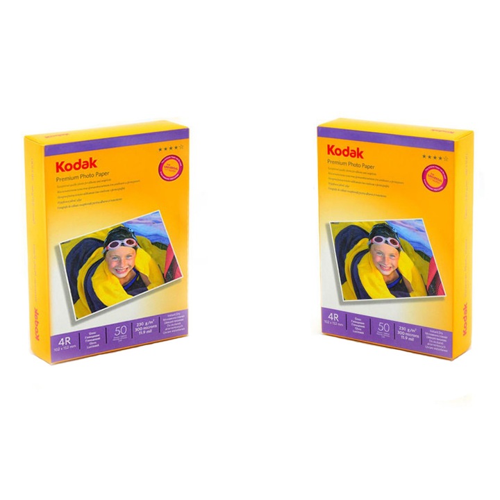 Kodak papír 2 x 50 lap, 230g, 10x15 cm.