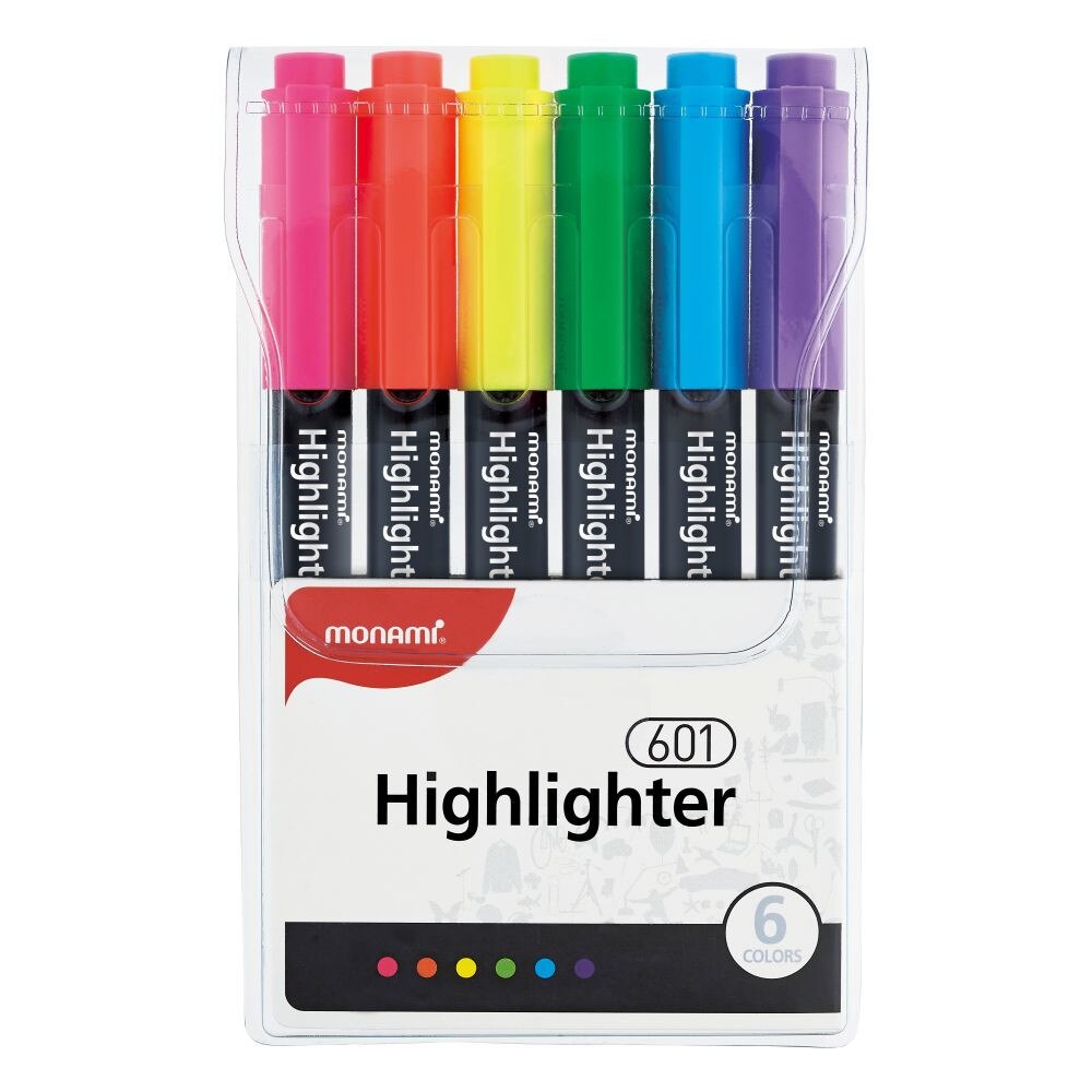 Textmarker Monami cu varf tesit de 1-4 mm 6 culori / set