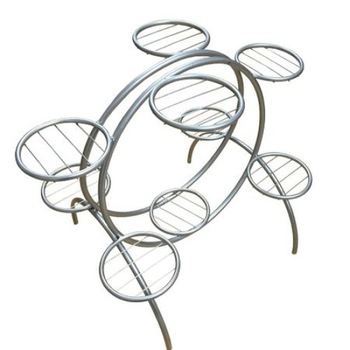 Suport rotund RAKI metalic pentru 9 ghivece flori culoare alba H-67cm L-82cm Suport rotund RAKI metalic pentru 9 ghivece flori culoare alba H-67cm L-82cm