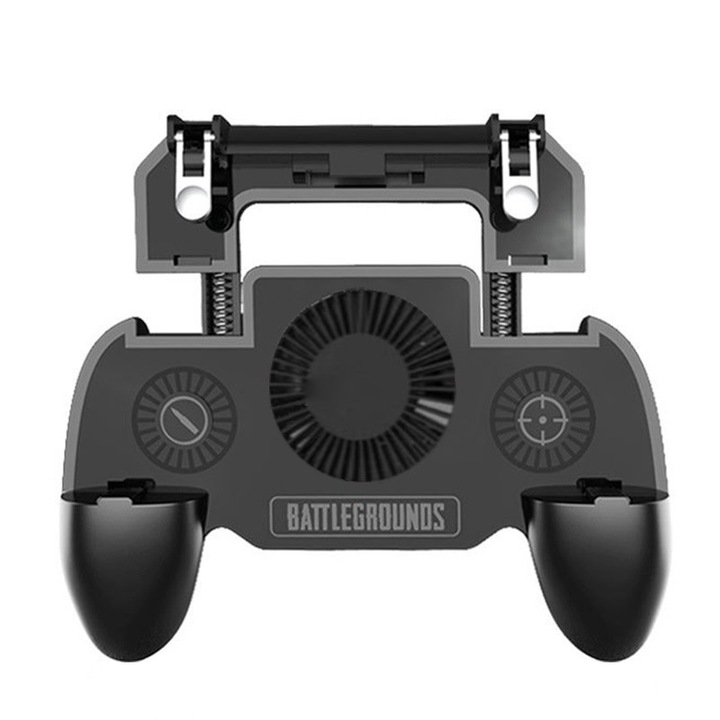 BattleShop GamePad, BattleGrounds SR4000 kiadás, fém kiváltókkal, szellőztetve és beépített PowerBankkal a Fortnite / Pubg / Free Fire / COD / Rpg számára. Kiterjeszthető, bármilyen mobil eszközhöz készült