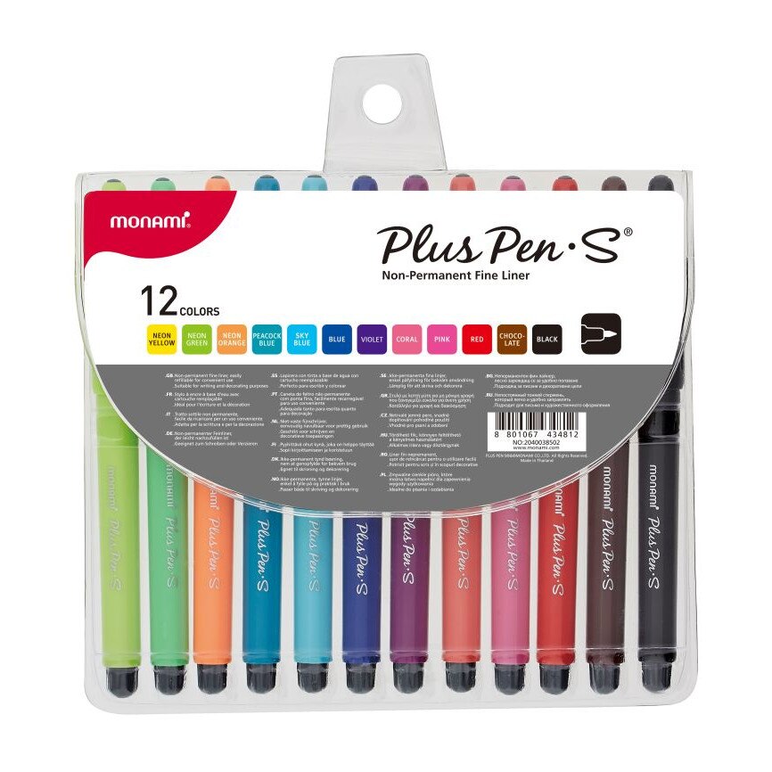 Fineliner Monami Plus Pen S 12 culori / set