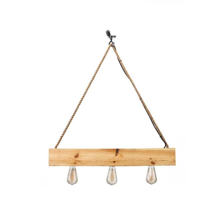 Висяща лампа, Mabrillo Balzan 071804, 3xE27, 60W, Дърво, Крем