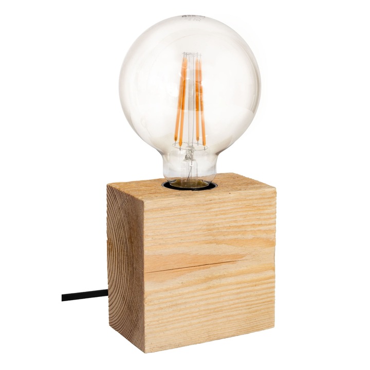 Mabrillo Balzan Mini asztali lámpa, E27, IP20, 60W, Fa, Bézs