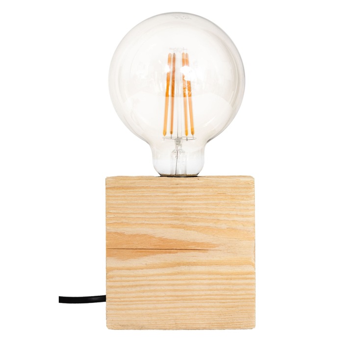 Mabrillo Balzan Mini asztali lámpa, E27, IP20, 60W, Fa, Bézs