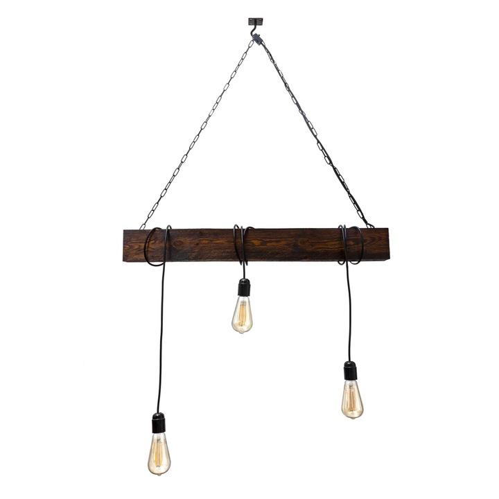 Lustra tip pendul, Mabrillo Marlo 071803, 3 x E27, 60W, Maro inchis/ Negru