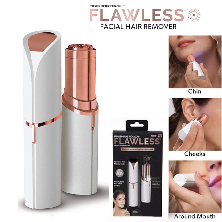 Furnizor Online Flawless női arcszőrtelenítő, LED lámpával + szelfi körfény, világoskék