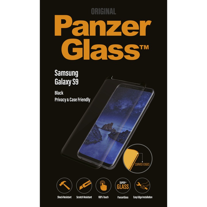 Folie Panzer Glass Samsung S9-hez, adatvédelem, tokbarát, fekete