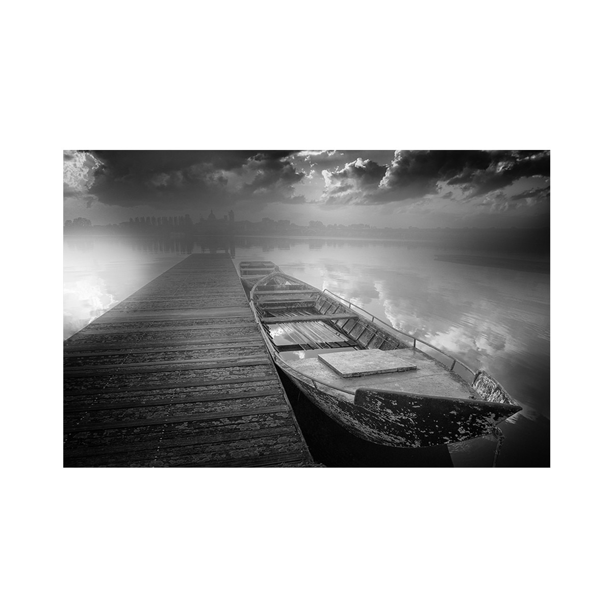 Tablou Canvas - Natura, Lac, Oras, Barca, Peisaj, 60 x 90 cm