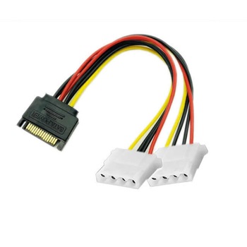 Adaptor alimentare s-ata - 2 x molex (ide) Active, sata tata la 2 x molex mama, multiplicator pentru sursa , 20cm Adaptor alimentare s-ata - 2 x molex (ide) Active, sata tata la 2 x molex mama, multiplicator pentru sursa , 20cm