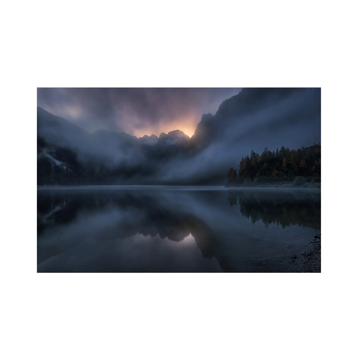 Tablou Canvas - Natura, Lac, Munte, Peisaj, Ceata 60 x 90 cm