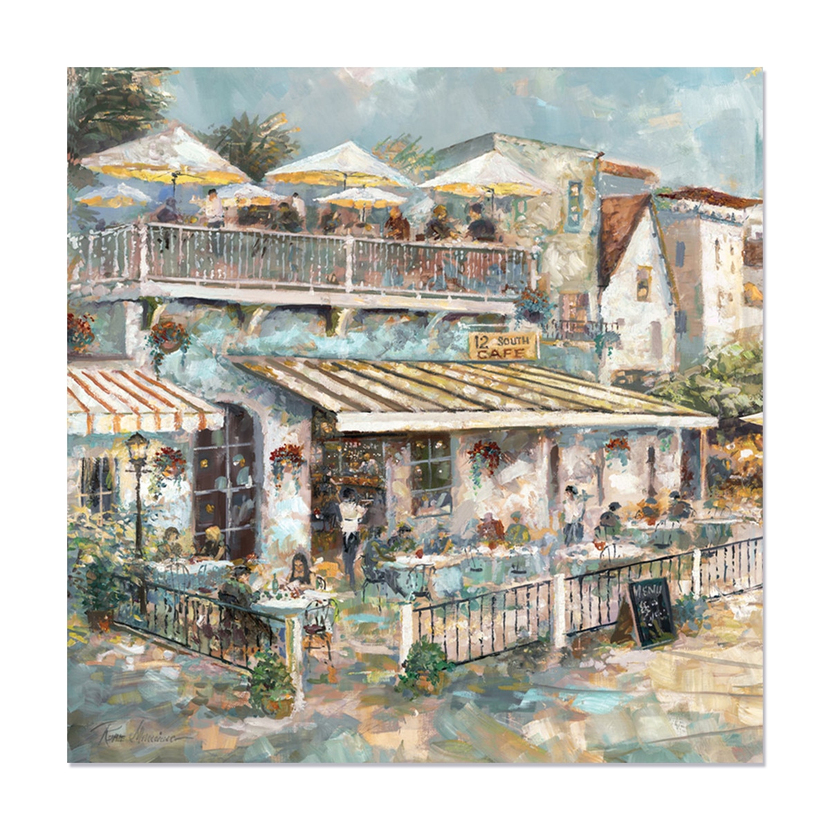Tablou Canvas - Pictura, Oameni, Restaurant, Vara, 60 x 60 cm