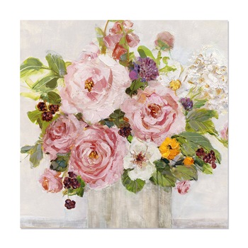 Tablou Canvas - Flori, Vaza, Pictura, Roz, 60 x 60 cm Tablou Canvas - Flori, Vaza, Pictura, Roz, 60 x 60 cm