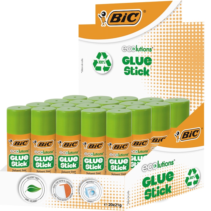 Сухо лепило BIC ECO, 21 гр, 20 броя/кутия