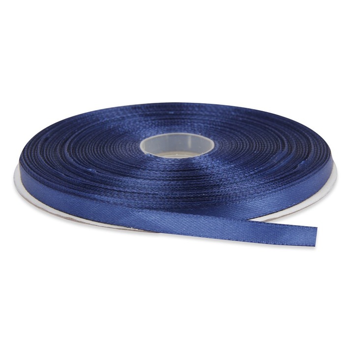 Panglica funda saten 1 cm latime, culoare bleumarin, rola 22 m