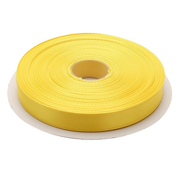 Panglica funda saten 1 cm latime, culoare galben, rola 22 m