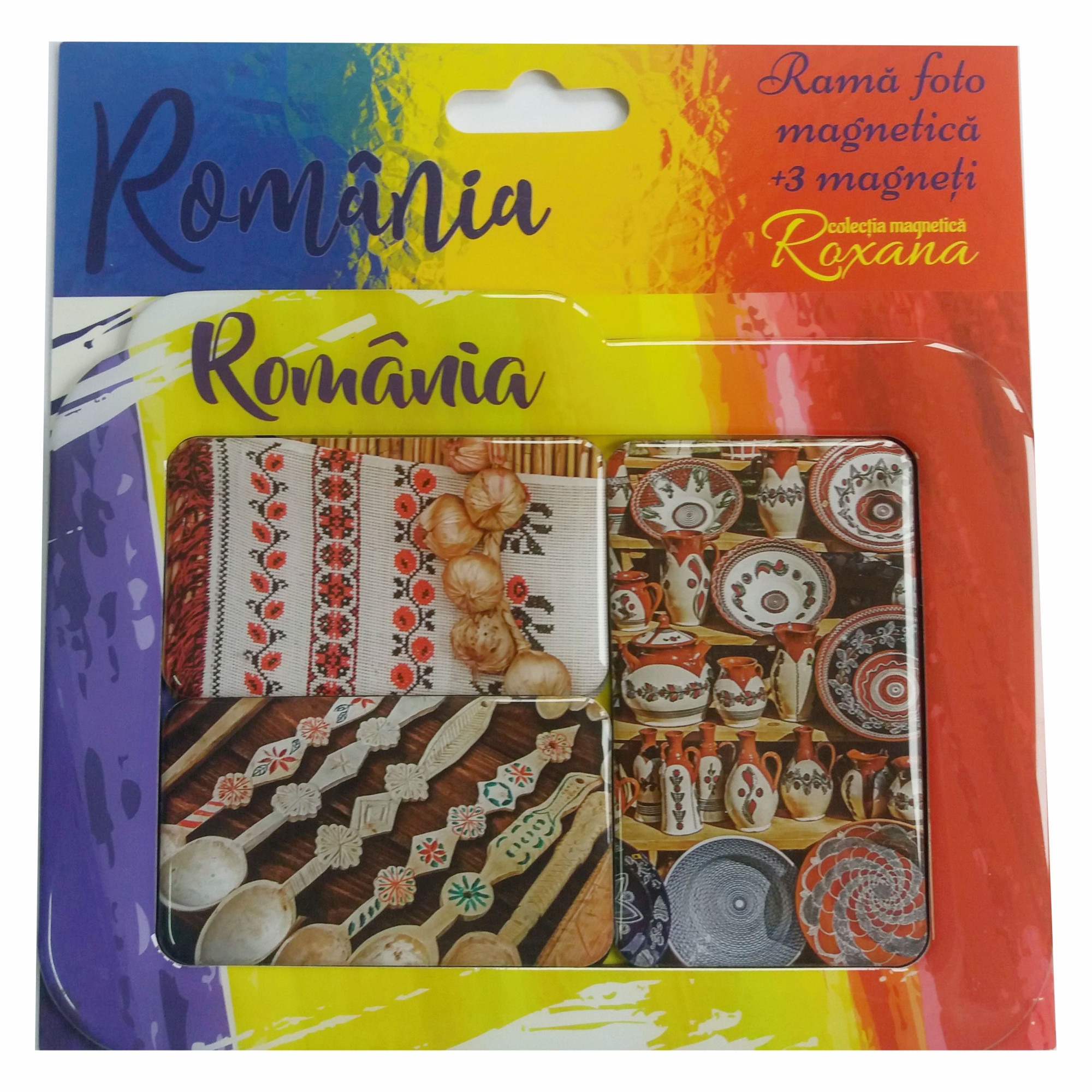 Set Rama foto magnetica + 3 magneti - Romania artizanat1