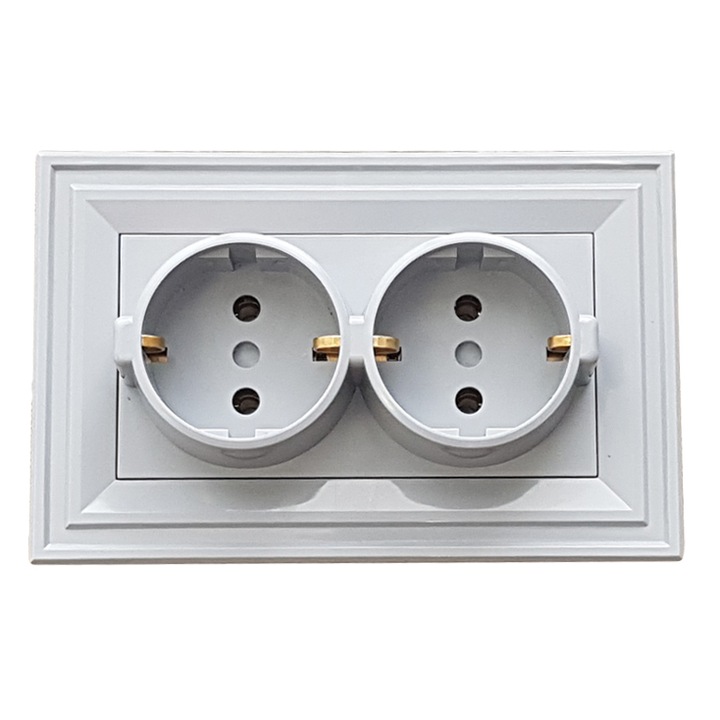 Двоен контакт шуко LB Light Classic 2 х 2P+E, натурално сиво