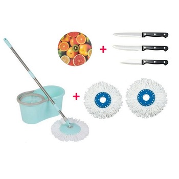 Pachet Mop rotativ fara pedala cu rezerve si Set cutite 3 piese , 1 Tocator din sticla , 2 rezerve mop sky Pachet Mop rotativ fara pedala cu rezerve si Set cutite 3 piese , 1 Tocator din sticla , 2 rezerve mop sky