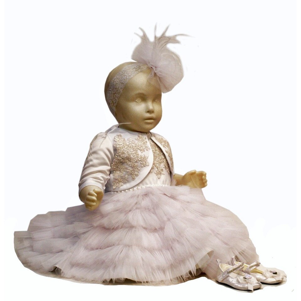 Set Rochita Botez Lempika Bebe Celeste, Bolero, Bentita, Botosi, 3-6luni