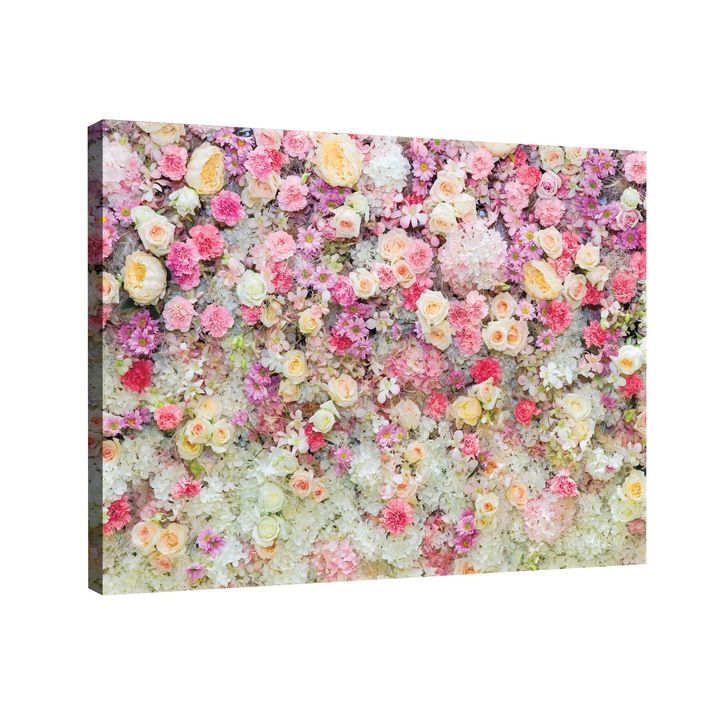 Tablou Canvas DEGRETS 78099 Perete cu flori 3D, 75x100cm