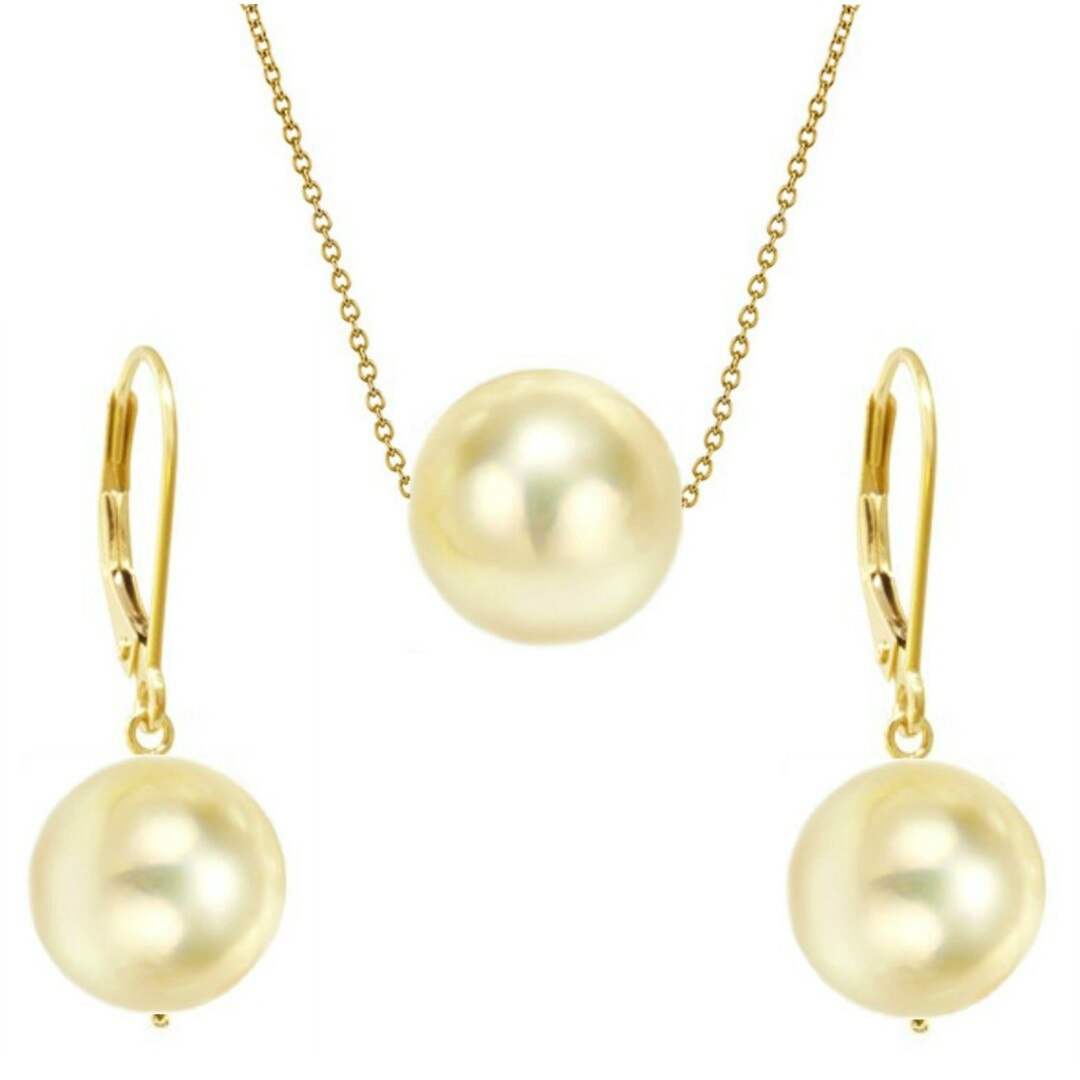 Set Aur 14 karate Perle Naturale Akoya Light Gold